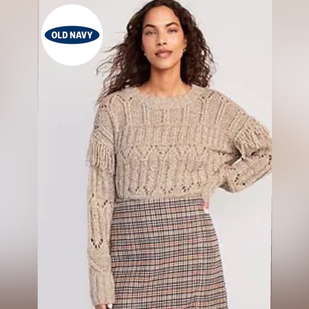 Women's Old Navy Textured Fringe Pullover Sweater Size. Size 2X